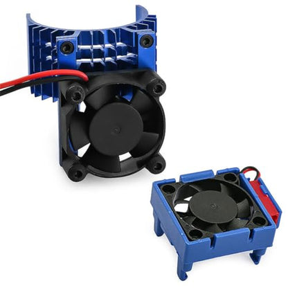 Aluminum Heatsink Plastic RC Motor ESC Cooling Fan Set 6-8.4V High RPM for TRAXXAS VXL-3S Slash/Rally/Bandit/Stampede 2WD 4WD RC Car (Blue) - color: Blue