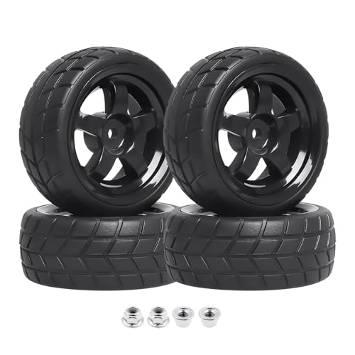 RC Wheel Tires Pre-Glued Tires and Wheels Set On Road RC for 1/10 Scale Racing Car Drift Touring | Brown - color: Brown