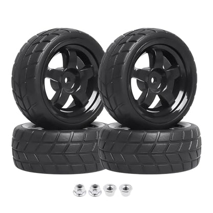 RC Wheel Tires Pre-Glued Tires and Wheels Set On Road RC for 1/10 Scale Racing Car Drift Touring | Brown - color: Brown