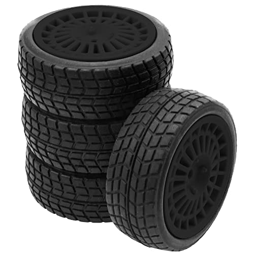OD2.75'' Nylon 12mm Hex Hub Wheel Rims & Rubber Tires Compatible with HSP Tamiya HPI Traxxas 1/10 1/12 On-Road Car,WLtoys 144001 A959 124018 LaTrax RC Buggy (Black) - color: Black