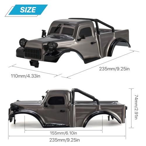 RC Truck Pickup Body Shell for 1/18 RC Crawler Car TRX4M Defender Bronco (Gray) - color: Gray
