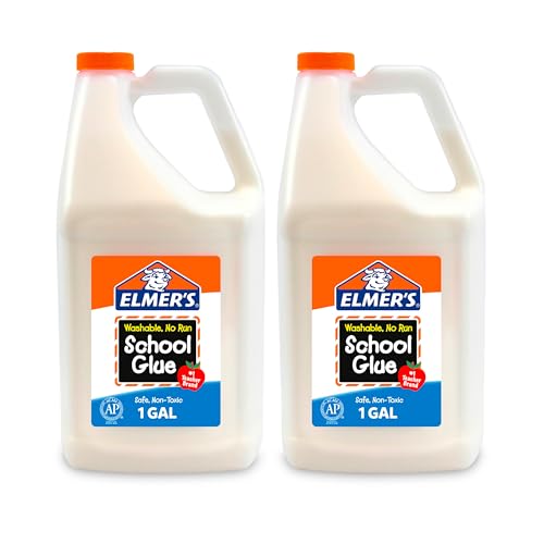 Elmer's White Liquid School Glue, 1 Gallon 2 Count, Washable, #1 Teacher Brand - Arts & Crafts, Teacher Supplies, Great for Making Slime - size: 2 Gallons (256 oz)