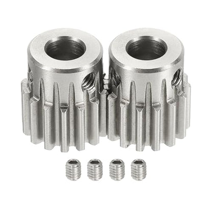 uxcell 2Pcs 1 Mod 15T Spur Gear 7mm Bore, 304 Stainless Steel Pinion Gear, 20°Pressure Angle, for Spur Rack and RC Model Car or Motor DIY(14mm) - size: 1 Mod 15T, 7mm x 14mm