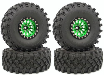 RC 1.9 Beadlock Wheels Negative Offsets 8mm and Tires for 1/10 SCX10 SCX10 SCX10 Pro TRX4 TRX6 Gen7/8 RC Crawler Remote Control Car Upgrades Aluminum 1.9 Beadlock Wheel Rims (Green Black) DK - color: Green Black