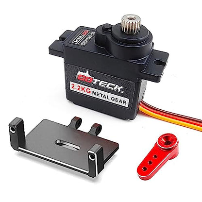 GOTECK RC Servo Mounts Servo Kit - 2.2KG Metal Gear Digital Servo with Servo Mount, Servo Horn and Steering Link Set Upgrade Parts for 1/24 Axial SCX24 RC Crawler Cars (Combo Pack 1) - color: Combo Pack 1
