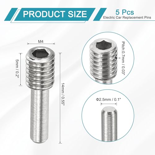 MECCANIXITY 5 Pack Driveshaft Screw Pins, M4x14x5mm Universal Stainless Steel Drive Shaft Screw Pins, RC Car Repair Parts for Electric Car/Truck Replacement - size: M4x14x5mm