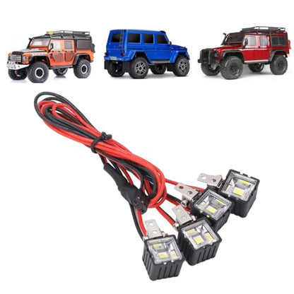 RC LED Lights, RC Car Lights White Lighting High Brightness LED Headlight RC Car Front for Axial for SCX10 90046 for Redcat RC Light Bar for 1:10 RC Crawler (4LED) - size: 4LED