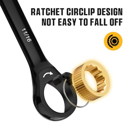 GRENPRO 23PCS Ratcheting Combination Wrench Set SAE Metric Mechanic Tools | 1/4"-3/4"&6-18MM Bolt Gauge, Electro-Coated CR-V 72-Tooth 5Deg Swing 12Pt Corrosion Resistant, Roll Pouch Auto&HomeRepair - style: Ratcheting Wrench Set (Metric&SAE)