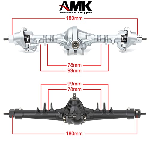 Aluminum Front & Rear Axles CNC Complete Axle Set for 1/10 RC Crawler Car Axial SCX10 II RGT 86100 Redcat GEN8 Element Enduro CC01 (Silver Front Rear Axle) - color: Silver Front Rear Axle