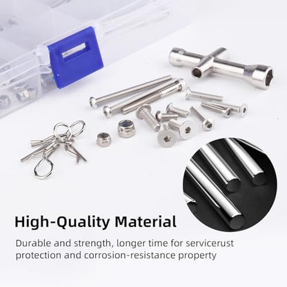 286pcs RC Screw Kit M2.5 M3 M4 Hex Screws Washers Lock Nuts Body Clips Wheel Pins Cross Wrench Hardware Fastener for 1/10 Traxxas Slash 4x4 2WD