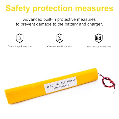 Fulpower 2 Pack 9.6V 900mAh Ni-Cd Exit Sign Emergency Light Battery | Compatible with ELB-B003 ELB-B004 ELBB004 OSI OSA228 DANTONA CUSTOM-306-U BBAT0044A BAA-96 BBAT0043A exit sign batteries
