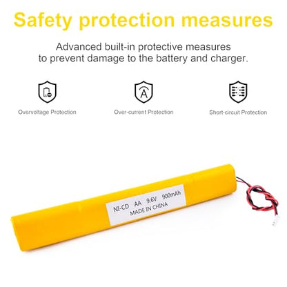 Fulpower 2 Pack 9.6V 900mAh Ni-Cd Exit Sign Emergency Light Battery | Compatible with ELB-B003 ELB-B004 ELBB004 OSI OSA228 DANTONA CUSTOM-306-U BBAT0044A BAA-96 BBAT0043A exit sign batteries