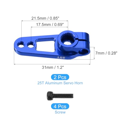 MECCANIXITY Aluminum Alloy 25T Steering Servo Single Sided Blue Arm Horn for DIY RC Car/Boat/Airplane Boat Accessories 2 Pcs - color: Blue