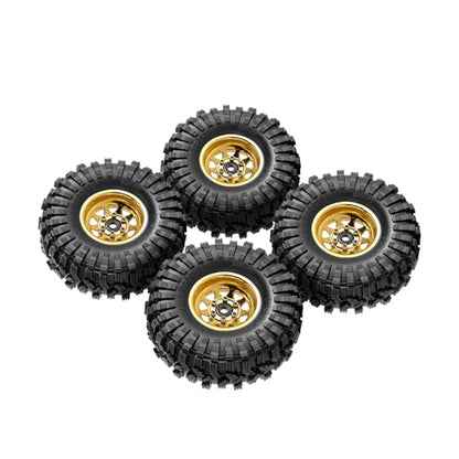 INJORA 1.0 Beadlock Wheel Tires Set -3.78mm Offset Wheel Rims for 1/18 1/24 RC Crawler Car Axial AX24 SCX24 FMS FCX24 TRX4M,Yellow(W1004-T1014) - color: Yellow
