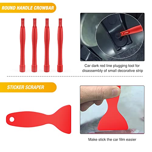 GOOACC 102Pcs Auto Trim Removal Tool and Push Pin Retainer Clip Set Red | Fastener Terminal Remover Tool Adhesive Cable Clips Panel Remover Kit Car Panel Radio Removal Auto Clip Pliers - color: 42Pcs Remover + 60Pcs Clips, size: Clips+Remover