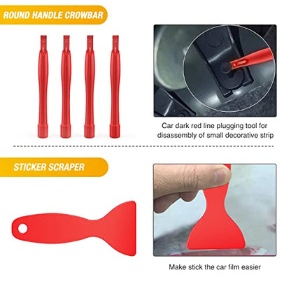 GOOACC 102Pcs Auto Trim Removal Tool and Push Pin Retainer Clip Set Red | Fastener Terminal Remover Tool Adhesive Cable Clips Panel Remover Kit Car Panel Radio Removal Auto Clip Pliers - color: 42Pcs Remover + 60Pcs Clips, size: Clips+Remover
