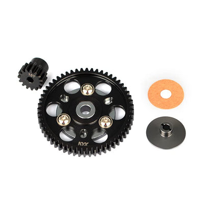 KYX Racing Hardened Steel Transmission Gear Spur Gear Set 56T/15T Upgrades Accessories for 1/10 RC Crawler Car Axial Wraith