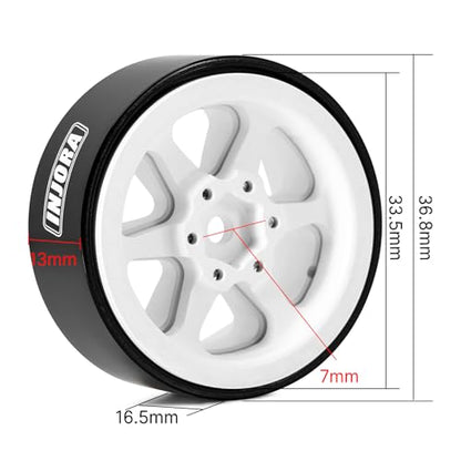 INJORA 1.3 Aluminium Beadlock Wheel Rims - Negative Offset -4.05mm for TRX4M SCX24 Upgrade 1/24 1/18 RC Crawler Car(White) - color: White