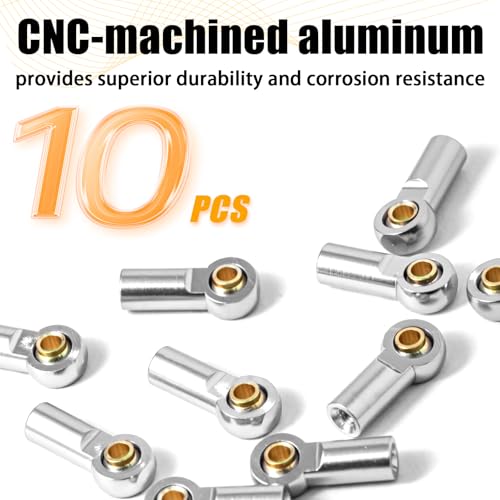 10PCS Aluminum M3 Tie Rod End Ball Joint Link Ball Head Holder 3mm RC Car Upgrade Parts, Compatible with Tamiya HSP Traxxas TRX4 Axial SCX10 D90 1/10 RC Car Truck Buggy Crawler, Silver - color: Silver