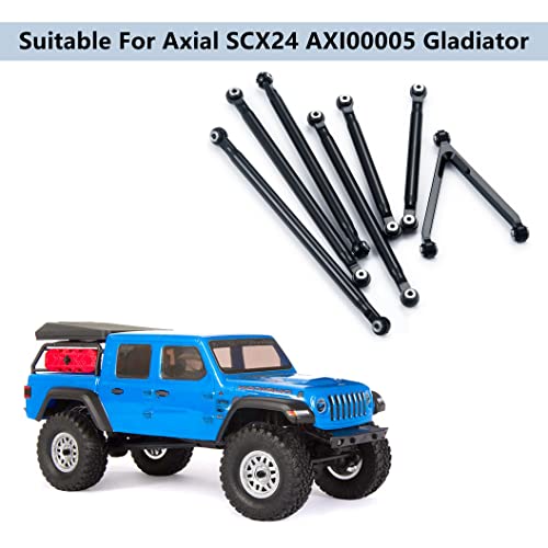 Maleonn RC Aluminum Alloy Suspension Links Rod Link Chassis Linkage for 1/24 RC Crawler Car SCX24 Links Upgrades AXI00005 Accessories - Black - color: Black