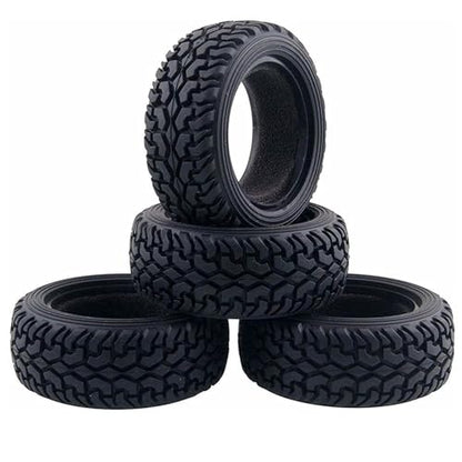 1/10 RC On-Road Car Tyres,WONFAST 4PCS 75mm Rally Grain Car Rubber Tires Sponge Insert for 1:10 RC On Road Run-flating Racing Car Parts for Tamiya HSP HPI Kyosho(Black) - color: 75mm