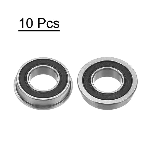 uxcell F6800-2RS Flanged Ball Bearing 10x19x5mm Double Sealed Chrome Steel Flange Bearings, 10pcs - size: F6800-2RS