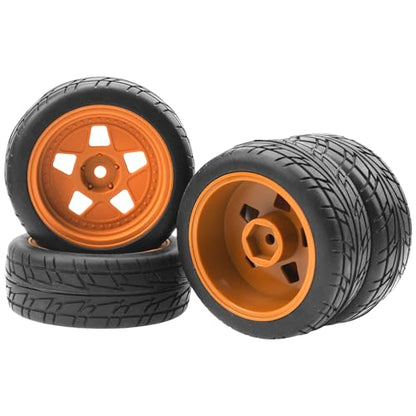 ShareGoo Nylon Wheel Rims with Rubber Tire RC 12mm Hex Compatible with HSP Tamiya Kyosho RedCat Sakura WLtoys 1/10 RC On-Road Racing Touring Car (Brown) - color: Brown
