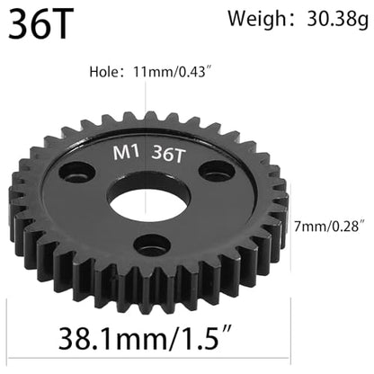 M1 Spur Gear 1.0 Metric Pitch 36-Tooth, 30T 32T 34T 36T 38T 40T 42T 44T 46T 48T 50T 52T Spur Gear Mod 1 for TRAXXAS Slayer Pro 4X4 Revo 3.3 ARRMA HPI HOBAO LOSI, Hardened Steel Upgrade Part Gear (36T) - size: 36T