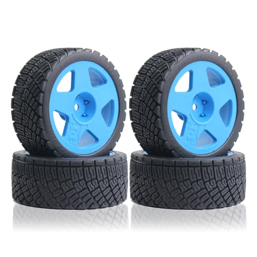 Lifehead 67mm RC On-Road Rally Car Tires and Wheels for 1/10 RC On-Road Touring Drift Car HSP Tamiya XV01 TT01 TT02B HPI Kyosho FAZER MK2 /12mm Hex - color: Blue a