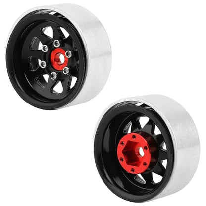 1.0 Beadlock Wheel -3.78mm Offset Wheel Rims for 1/18 1/24 RC Crawler Car Axial AX24 SCX24 FMS FCX24 TRX4M Upgrades (Black) - color: Black