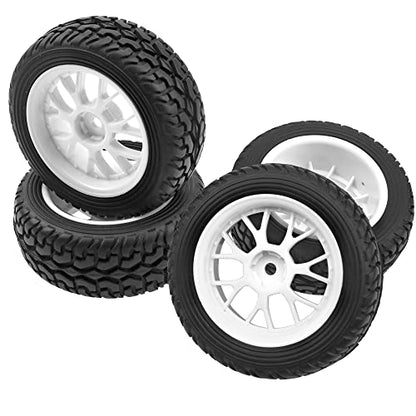 OD 75mm/2.95'' Rubber Tires & Plastic Wheel Rims 12mm Hex Compatible with Traxxas HSP Tamiya HPI Kyosho 1/10 On-Road Touring Racing Car,WLtoys 1/14 144001 RC Buggy (7-Spoke) - style: 7-Spoke