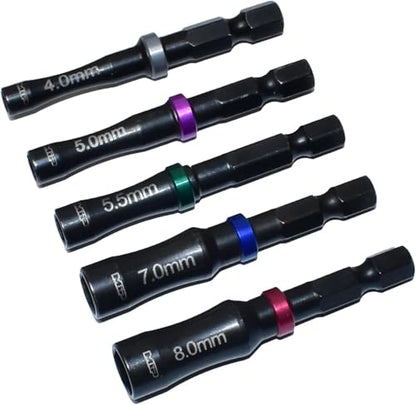 MIP Nut Driver 1/4" Drive Bit Speed Tip For Small Drills for Traxxas Arrma Axial Losi Redcat RC Quadcopter Helicopter FPV Racing Drone Models (Metric Set) - size: Metric Set