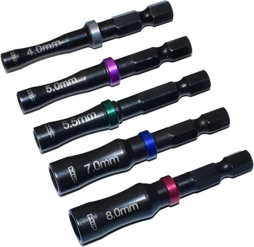 MIP Nut Driver 1/4" Drive Bit Speed Tip For Small Drills for Traxxas Arrma Axial Losi Redcat RC Quadcopter Helicopter FPV Racing Drone Models (Metric Set) - size: Metric Set