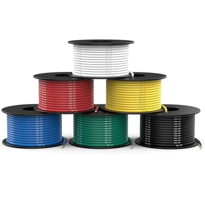NAOEVO 18 Gauge Wire, Tinned Copper Silicone 18 AWG Automotive Wire, 600FT | 200°C, High Conductivity, Flexible 18 AWG Stranded Wire, 18 AWG Wire for Automotive, LED, DIY, Circuit (6 Colors 100ft/Spool) - size: 100ft, style: 18AWG