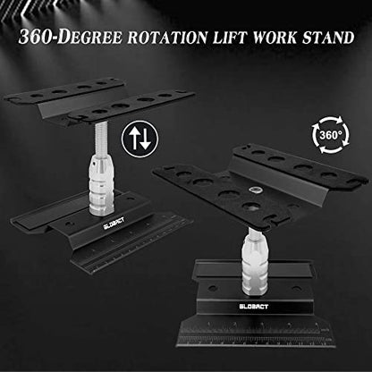 GLOBACT RC Stand RC Tool & 521 PCS RC Screws Kit for 1/8 1/10 RC Car, BK | RC Work Stand, RC Repair Tool, 360 Degree Rotation - color: Black