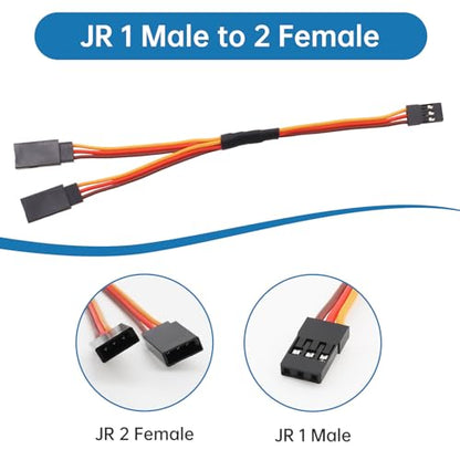 12Pcs 60-Core Servo Extension Cable and Y Harness Splitter Kit | Fit for RC Cars Trucks Airplanes Servo Receiver Connection.Include 15 cm and 30 cm JR Y harnesses,15 cm and 30 cm servo cable