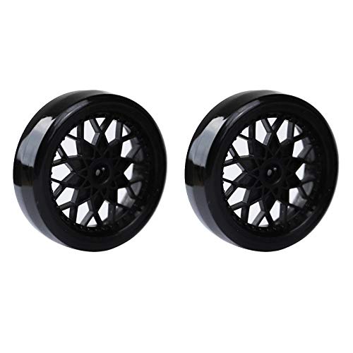 4Pcs Vgoohobby Hard Plastic RC Car Drift Tires Wheel Rim with 2Pcs 5mm Metal Hub Hex Adapter Coupling Compatible with WPL D12 1/10 RC Car (Black) - color: Black