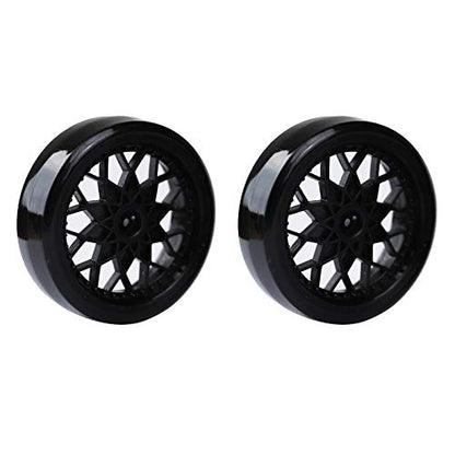 4Pcs Vgoohobby Hard Plastic RC Car Drift Tires Wheel Rim with 2Pcs 5mm Metal Hub Hex Adapter Coupling Compatible with WPL D12 1/10 RC Car (Black) - color: Black