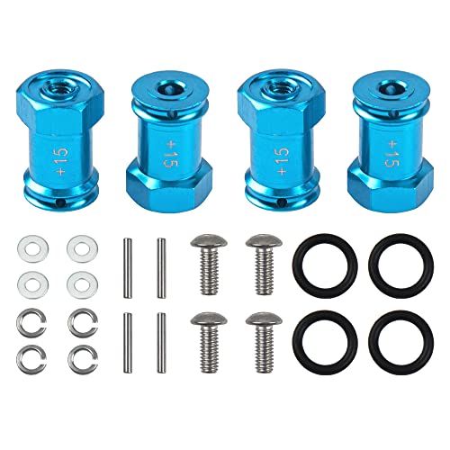 Aluminum 12mm Wheel Hex Hub Adapters 15mm Extension Longer Combiner Compatible with 1/16 Traxxas Mini E-REVO/Mini Slash/Mini Rally/Mini Summit 1/16 RC Truck Car