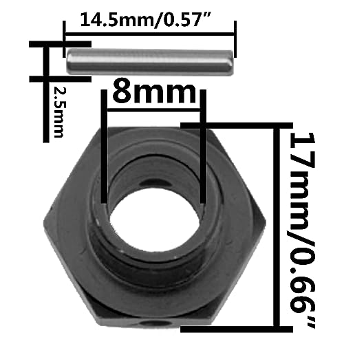 17mm Wheel Hex Cover Lock Anti-Skid Dust Nut & 17mm Wheel Hex Hubs Tires Adapter Compatible with Traxxas HPI HSP Losi Axial Kyosho Tamiya Redcat Himoto 1/8 RC Car (Black) - color: Black