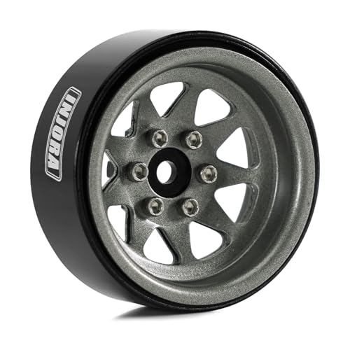 INJORA -4.05mm Offset Steel 1.3" Wheels for 1/24 1/18 RC (Titanium Grey) - color: Titanium Grey