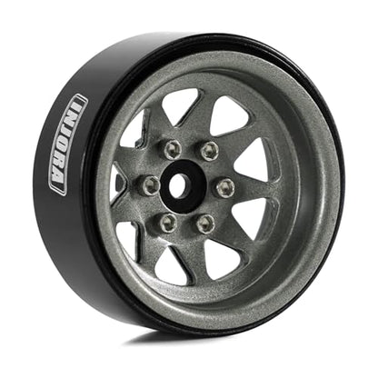 INJORA -4.05mm Offset Steel 1.3" Wheels for 1/24 1/18 RC (Titanium Grey) - color: Titanium Grey
