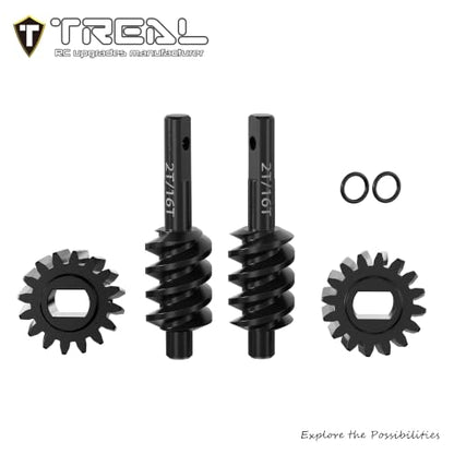TREAL Harden Steel 2T/16T Axle Worm Gears Set for 1/30 SCX30 - size: 2T/16T