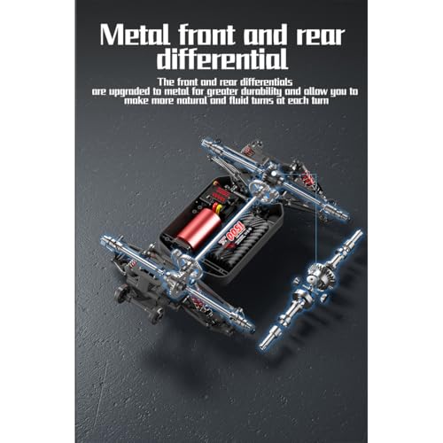 RC Crawlers, S912PRO 1/16 Scale 2.4G 4WD Brushed Full-Proportional High, Speed RC Drift Car, Gift for Him, Two Batteries Included (Red) - color: Red