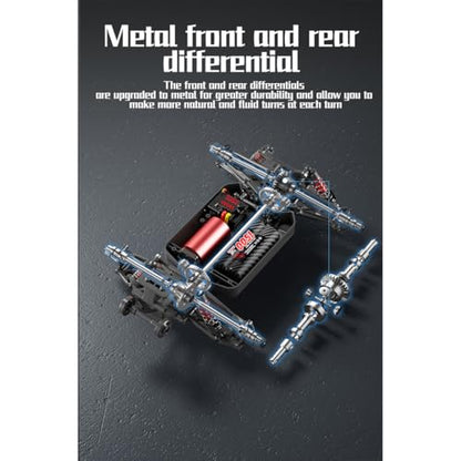 RC Crawlers, S912PRO 1/16 Scale 2.4G 4WD Brushed Full-Proportional High, Speed RC Drift Car, Gift for Him, Two Batteries Included (Red) - color: Red