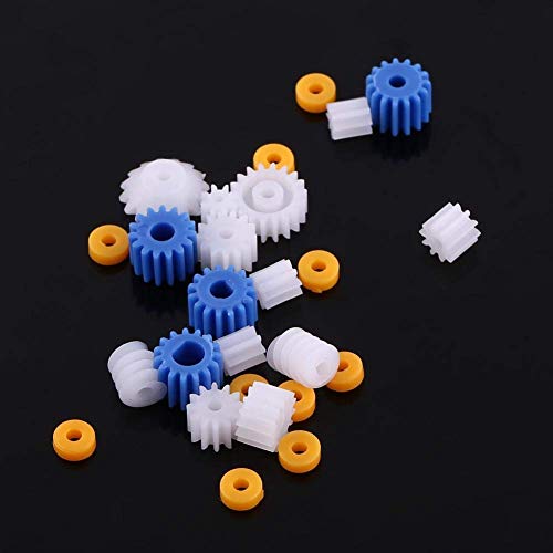 Walfront 26pcs Plastic Spindle Gear Set 2MM/2.3MM/3MM/3.17MM/4MM Motor Gear Assortment Kit for DIY Robot Car Model Hobby Craft Replacement Parts for 130/180/280/370 Motors