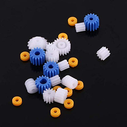 Walfront 26pcs Plastic Spindle Gear Set 2MM/2.3MM/3MM/3.17MM/4MM Motor Gear Assortment Kit for DIY Robot Car Model Hobby Craft Replacement Parts for 130/180/280/370 Motors