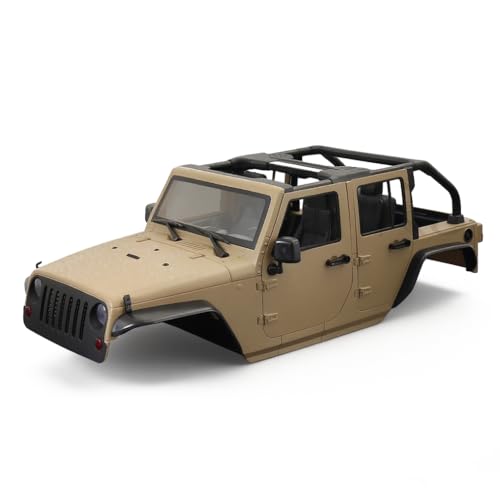 1/10 RC Jeep Wrangler Convertible Hard Shell Kit, for 1/10 RC Crawler TRX4 Axial SCX10 90046 90027 313 Wheelbase Shell Modification Accessories (Khaki) - color: Khaki