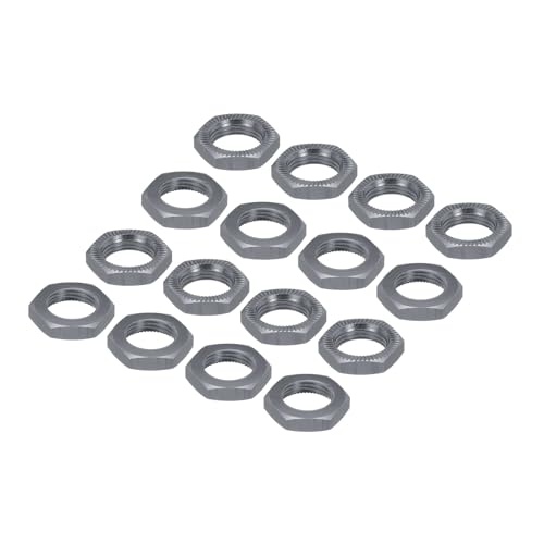 MECCANIXITY Aluminum 17mm RC Wheel Nut Thread M12x1.0mm Hex Wheel Nuts RC Wheel Nut for 1/8 RC Model Car Trucks Off Road Car Upgraded Parts Pack of 16(Titanium Color) - color: Titanium Color