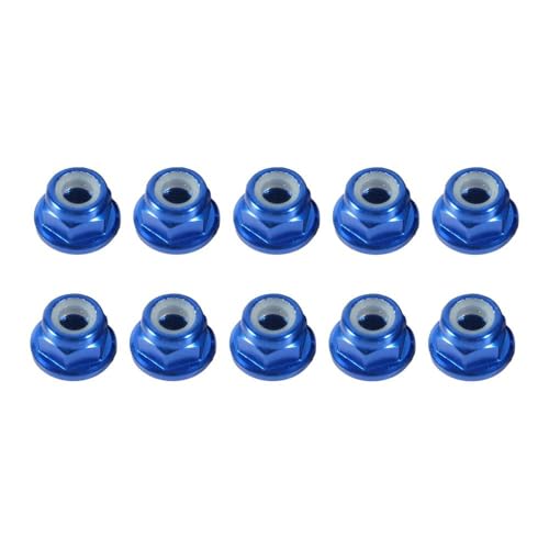 Insert Lock Nuts – Aluminum Alloy Hex Flanged Nylon Lock Nuts,Avoid Loosening Hardware Fasteners for RC Car Truck Crawler Wheels(M4,Black)(Blue-M3) - color: Blue-M3